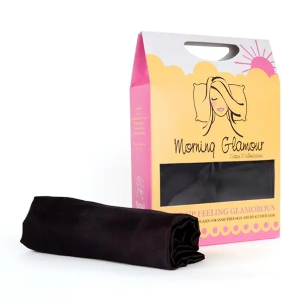 212 MAIN Morning Glamour Signature Box Queen Size Polyester Satin Pillowcases 2-Pack - Black Dog & Cat Furniture Accessory, Frizz Reducer for Healthier Hair, Machine Washable, Two-Pack