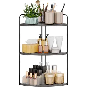 Bathroom Counter Organizer,Countertop Organizer, Organizers,Bathroom Storage,Bathroom Sink ,Counter Shelf,Corner Counter,Corner Shelves(Black-Grey)