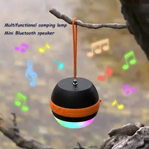 Portable RGB Night Lamp with BT Speaker  Rechargeable Design LED Tent Light for Hiking Camping Travel Outdoor Mini Bluetooth Speaker with LED light
