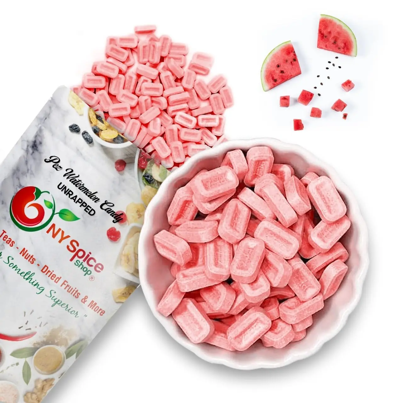 NY Spice Shop PEZ Sour Watermelon Fruity Candy Unwrapped | Fruity Flavor Sour Mini Candies | Bulk Candy for Snacking & PEZ Dispenser Sweet Bonbon