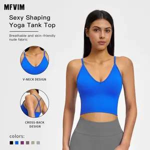 MFVIM Seamless Ribbed Quick-Drying Yoga Tank Top - Cross-Back Design for Flattering Back, Form-Fitting Slimming Sports Top for Outdoor Fitness,summerwins