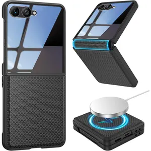for Z Flip 7 Case [Hinge Protection][Screen Protector][Compatible with MagSafe] Anti-Scratches Shockproof Hard PC Anti-Slip Texture Phone Cover for Samsung Galaxy Z Flip 7 Black