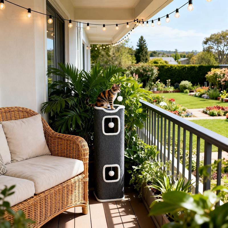 Foldable Multi-Level Cat Tree Tower For Indoor Cats, Scratch-Resistant Cat Furniture With Hanging Toy Ball, Soft Cozy Top Bed And Hideaway, 1/2/3 Tier, Ideal Holiday Gift For Cats