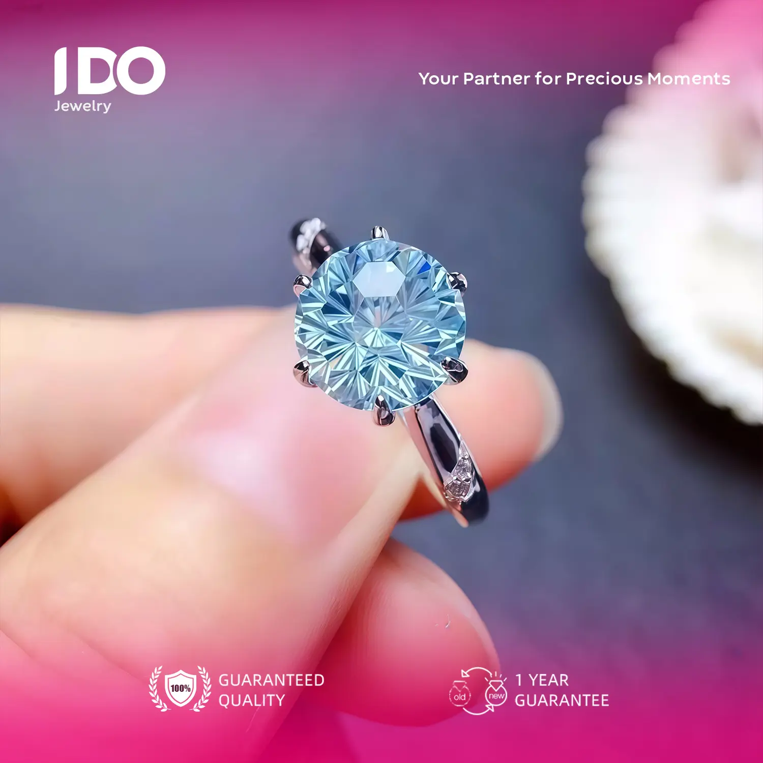 [Live Sale] R02 Blue Ring Women Accessories Elegant Beautiful and Luxurious Wedding Couple I DO Jewelry Official