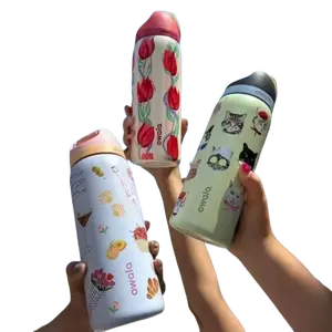 Owala Kawaii Water Bottle – Stylish, Durable Kitchenware Drinkware Vacuum Flask with 1-Hand Open Lid, Must-Have Daily Tumbler