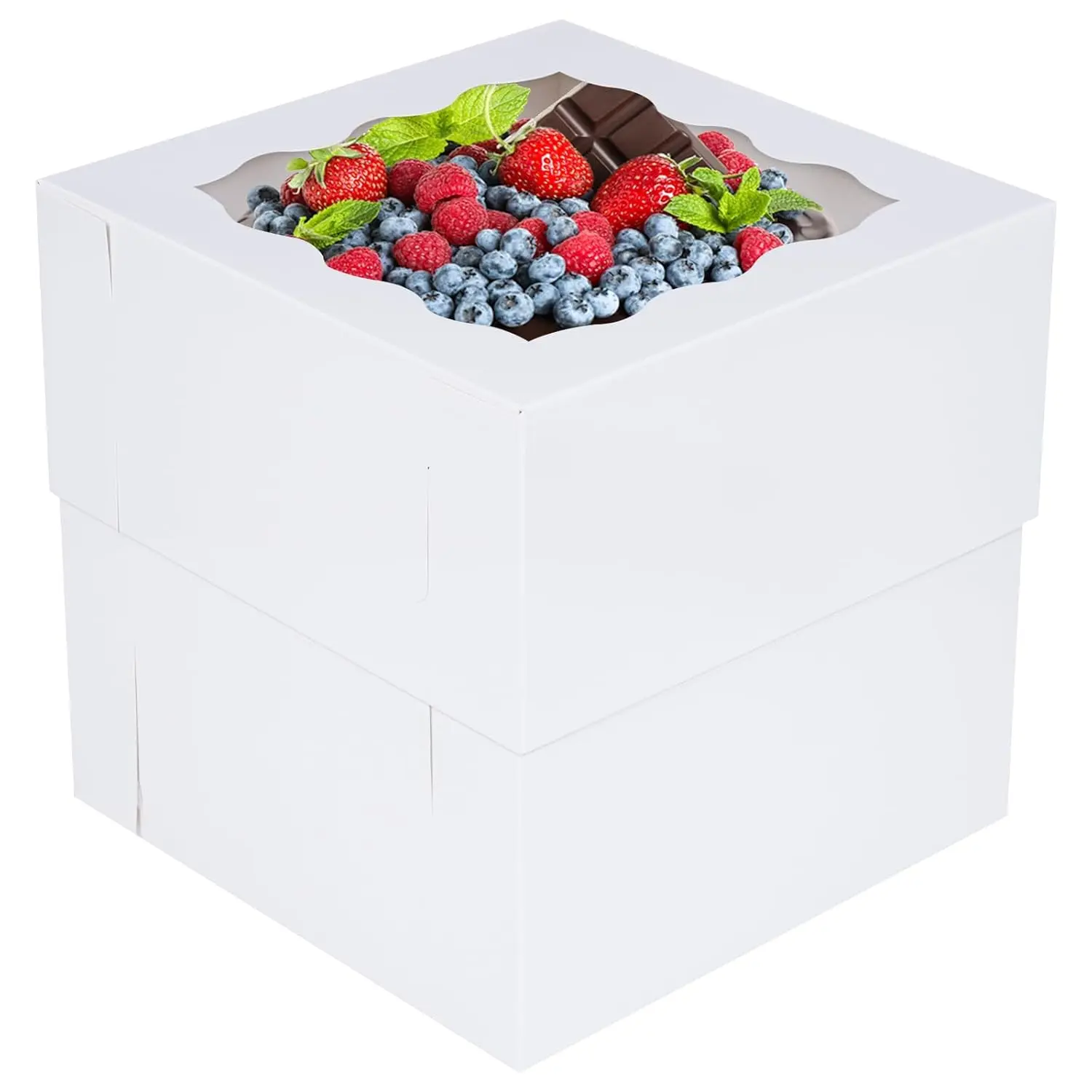 10pcs Cake Boxes with Window, White Bakery Dessert Boxes, Cajas Pasteles for Cake, Valentine's Day, Mother's Day,Wedding, Birthday, Party
