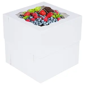 10pcs Cake Boxes with Window, White Bakery Dessert Boxes, Cajas Pasteles for Cake, Valentine's Day, Mother's Day,Wedding, Birthday, Party