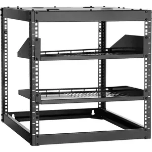 VEVOR 12U Server Rack, Open Frame Network Rack for IT AV Gear, Floor Standing or Wall Mounted, with 2PCS 1U Rack Shelves Mounting Hardware, AV Rack for 19 Networking, Audio and Video Device