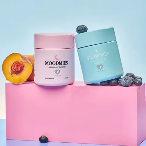 GLOWMIES + MOODMIES Total Care Duo Gummy Supplements for Women - Hair Wellness, Skin Care, Nails Support, PMS Relief, Hormonal Balance, Alcohol Free, Collagen Infused, Sugar Free Women’s Health Supplement