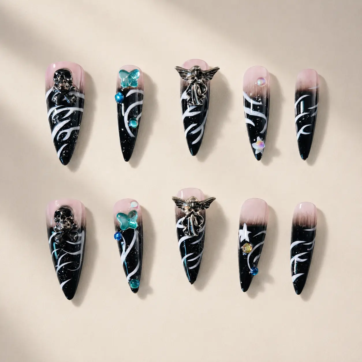 Shattered Bouquet Press-on Nails, Beauty & Personal Care Nail Art Decoration Accessories