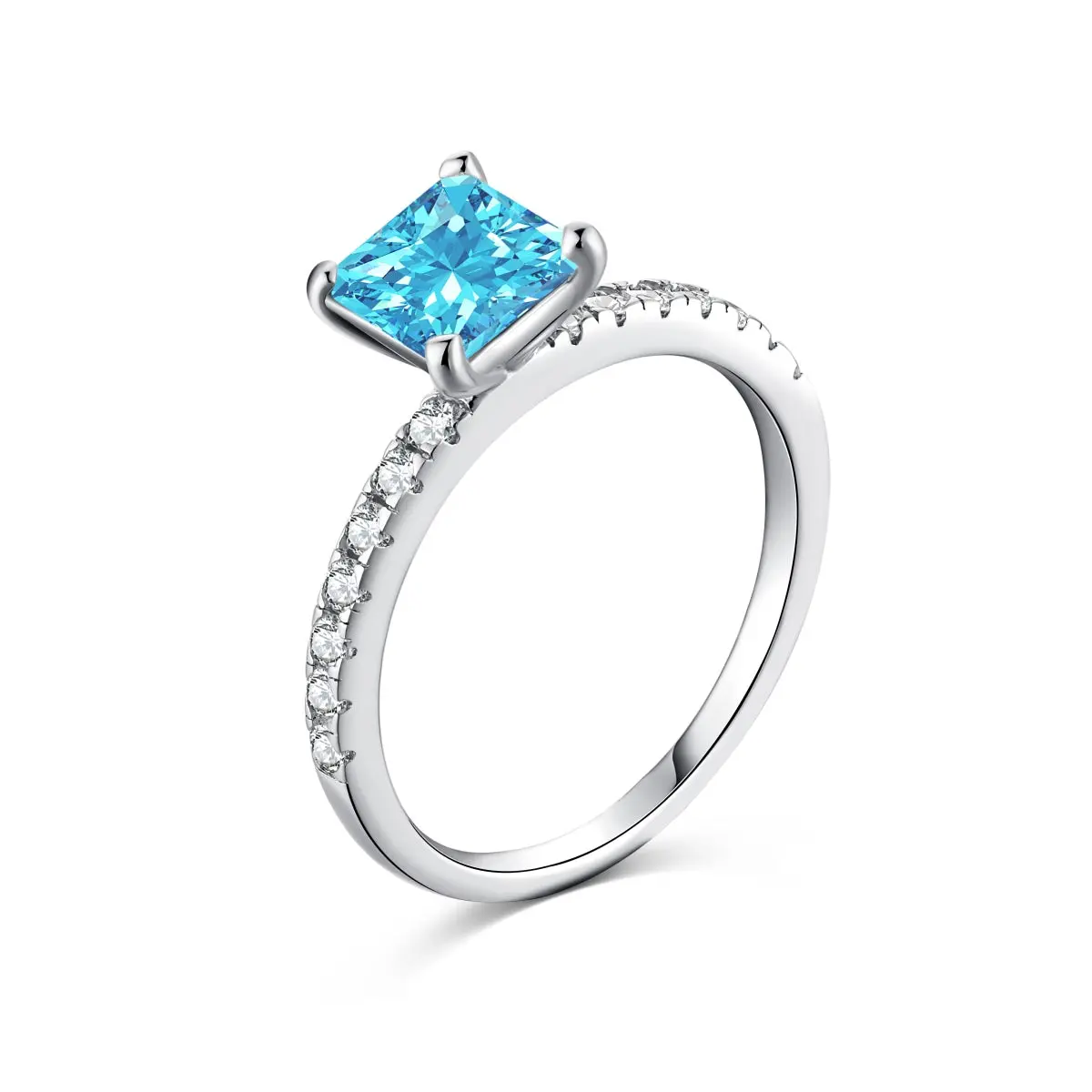 March Aquamarine 925 sterling Silver Ring silver ring