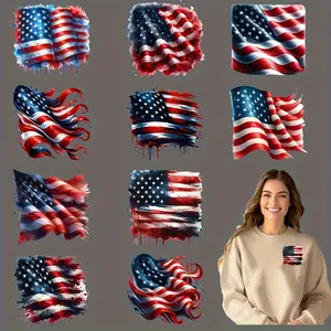 12 Pcs US Flag Stickers Patriotic DTF Printing Easy to Apply Red White Blue for Clothes Accessories Independence Day Decor