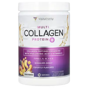 Vitauthority Multi Collagen Protein+, Peach Mango , 10 oz (285 g) Vitauthority Multi Collagen Protein+, Peach Mango , 10 oz (285 g)