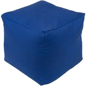 Essien Modern Classic Cube Outdoor Pouf, Dark Blue