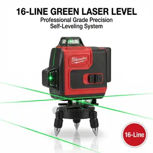 Milwaukee M12 12V 16-Line 4D Green Laser Level for Full House Remodeling and Floor-to-Ceiling Layout features ±0.3mm High Accuracy with 360° Coverage Professional Self-Leveling Infrastructure Tool job site charger