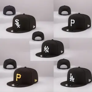 NEW ERA MLB 59FIFTY Snapback Baseball Cap Collection, NY LA White Sox Pirates Style Flat Brim Adjustable Hat for Men Women Streetwear Hip Hop Sports Cap