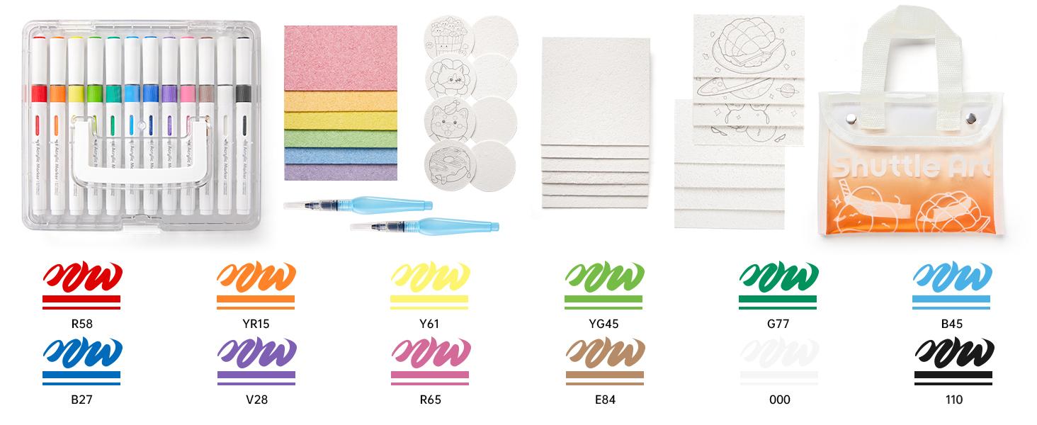 Shuttle Art 44 Pcs Magic Foam Texture Painting Kit, Including 28 Pcs Foam Texture Paper, 12 Colors Brush Tip Acrylic Paint Markers, Magical 3D Effect Texture Painting Kit,toy for kids Shuttle Art 44 Pcs Magic Foam Texture Painting Kit, Including 28 Pcs Foam Texture Paper, 12 Colors Brush Tip Acrylic Paint Markers, Magical 3D Effect Texture Painting Kit,toy for kids