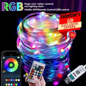 49.3ft Sound Control RGB Smart String Lights App & Remote Control  Multi-Color Waterproof USB Lights LED Lights for Bedroom Outdoor，festival， Wedding Party Decor