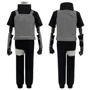 HOLOUN Anime Uchiha Itachi Anbu Cosplay Costume Faux Leather Vest Short Sleeve T-shirt Pants Bandage Cos Convention Gift