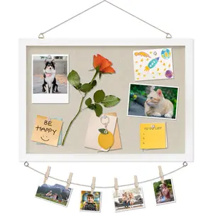 Cork Board with Linen White,Bulletin Board 17"x12"  Corkboards for Office  School Message Board or Vision Board Decoration.