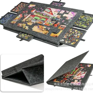 Directly supplied cross-border children's puzzle sorting board with stand and lid, 6 drawers, portable puzzle felt board