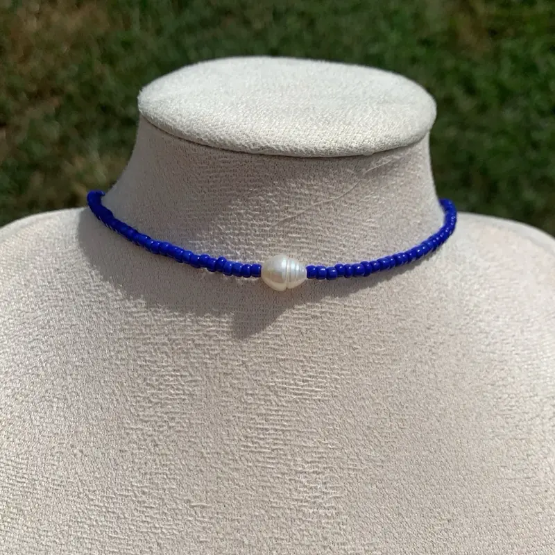 Freshwater Pearl Necklace - Single Pearl beaded necklace - collar con perla de agua fresca