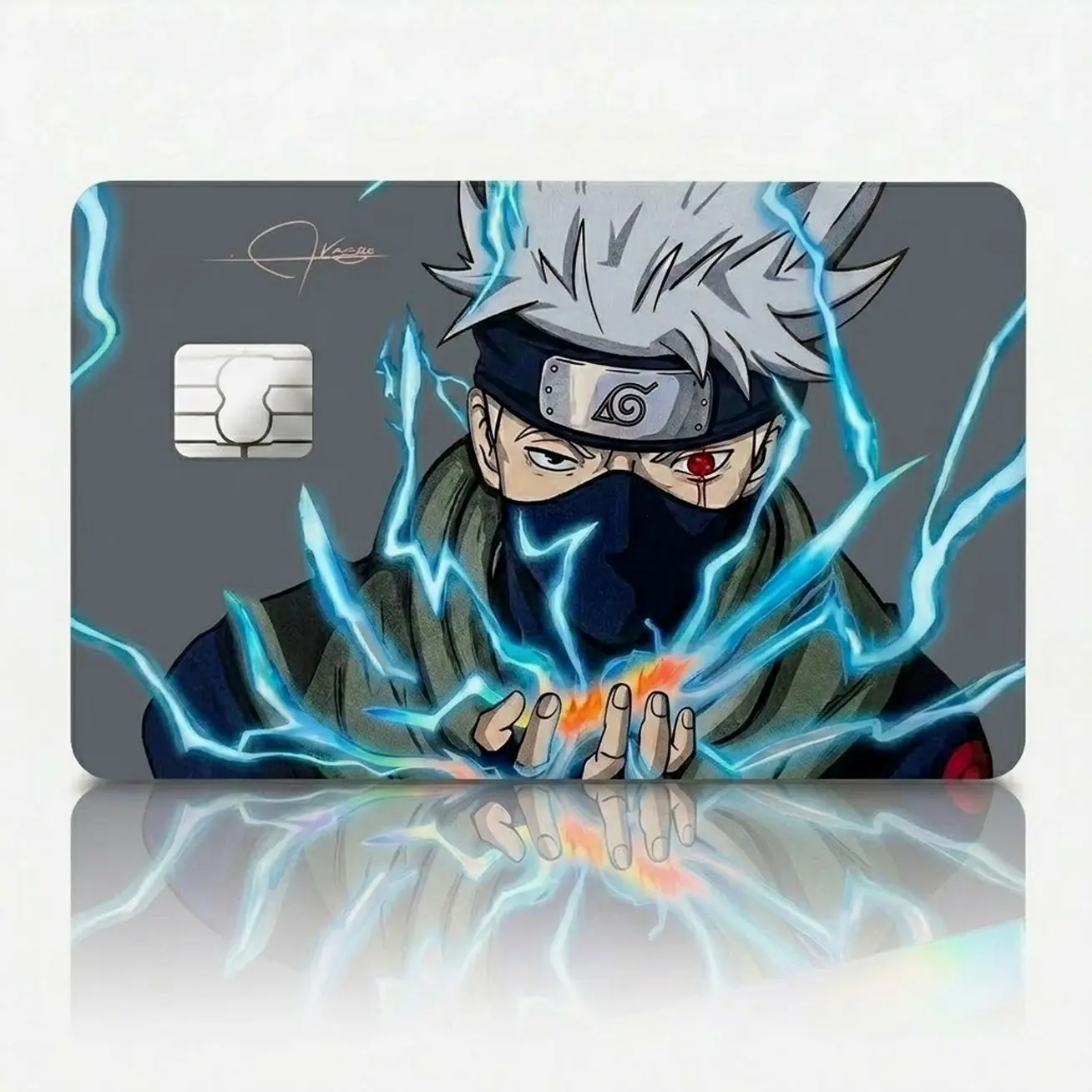 Anime Ninja Credit Card Skin, Holographic Lightning Sensei Debit Card Sticker Wrap, Masked Ninja Card Cover, Anime Fan Gift