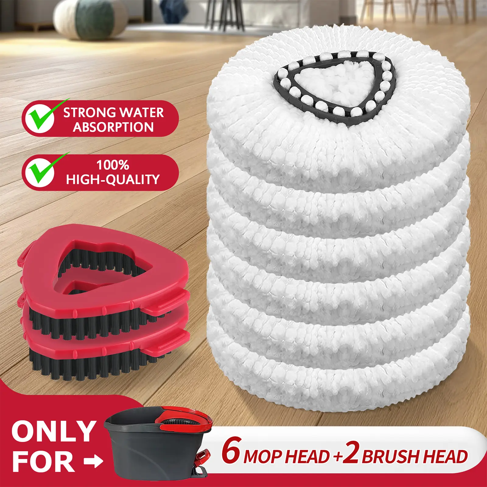 6mop+2brush(only fits O-cedar one tank old style)