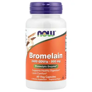 NOW Foods Bromelain, 500 mg, 60 Veg Capsules