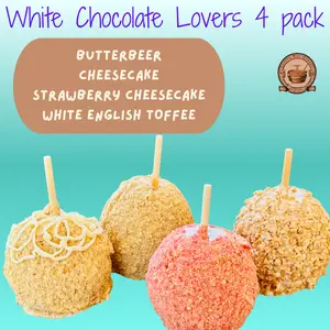White Chocolate Lovers 4 Pack: Butterbeer, Cheesecake, Strawberry Cheesecake, English White Chocolate Toffee Dessert Snack Caramel Vanilla