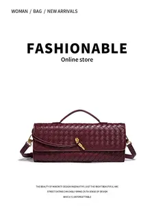 Multi‑Color Woven Texture Shoulder Bag for Women, PU Leather Flip Casual Crossbody Handbag, 2‑Way Wear Slim Rectangular Purse with Twist Metal Lock, Adjustable Detachable Strap, Lightweight Soft Lining, Perfect for Daily Commute Shopping & Streetwear