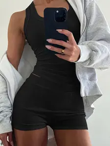 USBoutiqueCHIC Women’s Ribbed Tank Top & High-Waisted Shorts Two-Piece Set | Slim-Fit Casual Lounge & Active Outfit