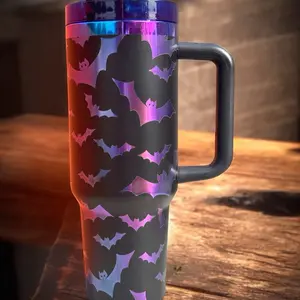 Bats Tumbler with Handle - Laser Engraved, Perfect for Your Drinks - Bottle, Drinkware