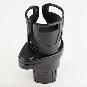 Multi-functional Car Cup Holder (Carbon Black) 1-to-2 Split, Double Layer Rotating Drink Holder for Cars