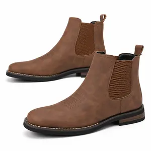 Men's Square Toe Chelsea Boots Western Style Casual Fashion Boots