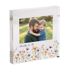 Personalized Acrylic Photo Plaque – Floral Frame Keepsake Gift for Birthdays, Mother’s Day, Father’s Day, Anniversaries or Friends