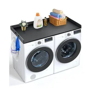 【FathersDayGift】 VEVOR Wooden Washer Dryer Countertop, 54"x27" Water-Resistant Laundry Machine Topper with Anti-Slip Pads, Washing Machine Cover for Laundry Room Organization & Storage, Black