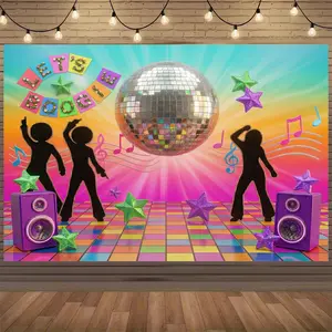 Disco Backdrop Back to 70s 80s 90s Dance Party Decorations Banner Let's Boogie Birthday Party Photo Booth Backdrops