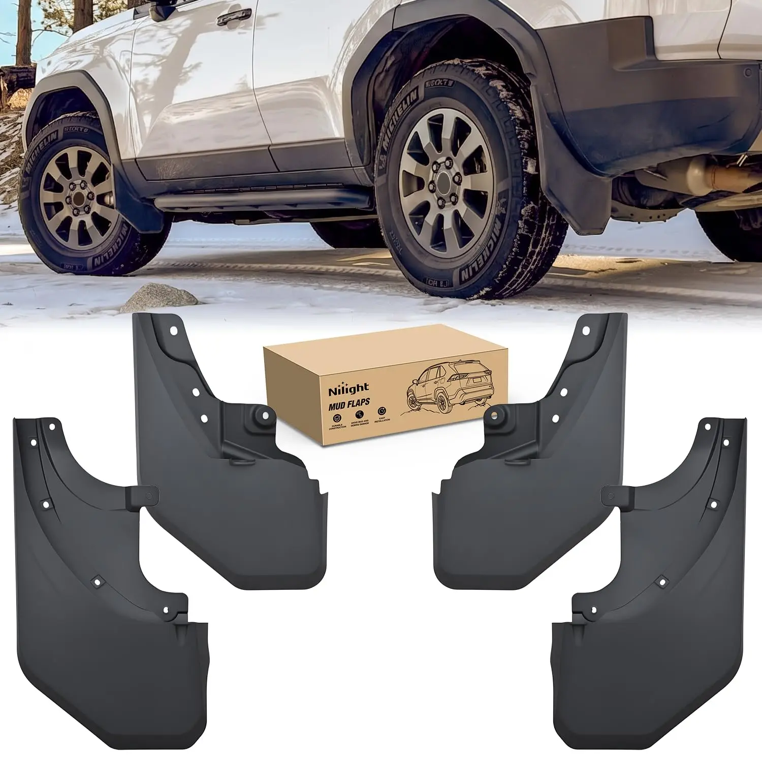 Nilight Mud Flaps Splash Guards for Toyota Land Cruiser Prado 2020 2021 2022 2023 2024 2025 2026 | No Drilling Precision Fit, Heavy Duty All Weather Protection, Front & Rear Set