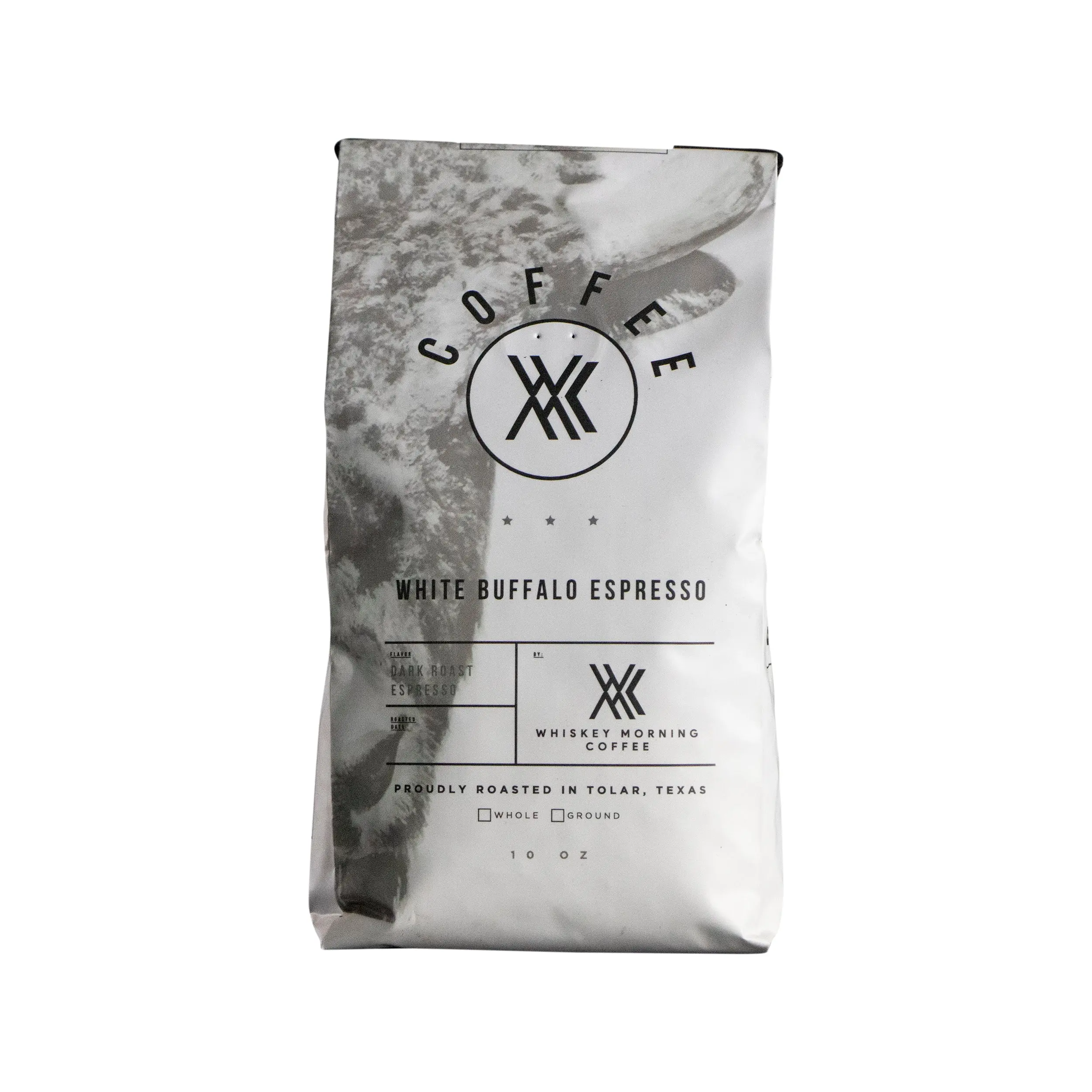 Whiskey Morning Coffee - White Buffalo Espresso Coffee - Roasted in Texas, Dark Flavor, Premium Espresso Coffee Bean