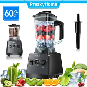 Professional Blender,Smoothies Blenders, PRASKY Max.2400Watts/1000Watts Blender and Grinder Combo 25000RPM Powerful Kitchen Blender 68oz BPA Free 2 Containers Countertop Blenders Ice Crushing, Juice juicer