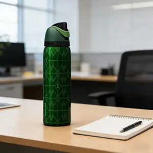 Owala 32oz Stylish Green Pattern Vacuum Insulated Bottle Keep Drinks Cold 24hrs Hot 12hrs Tumbler Mug for Everyday Use