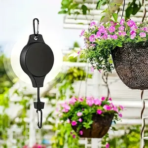 Plant Pulley, 2/4 Counts Retractable Plant Hanger, Easy Reach Hanging Plant Hanger for Garden Pot, Flower Basket and Bird Feeder, Adjustable Hanging Ropes