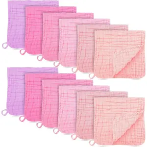12 Pack Muslin Burp Cloths, Large 20 x 10 Inch Ultra Absorbent 100% Cotton Baby Burp Rags for Drool, Spit Up, Milk Messes, Newborn Boys Girls and Daily Feeding Care