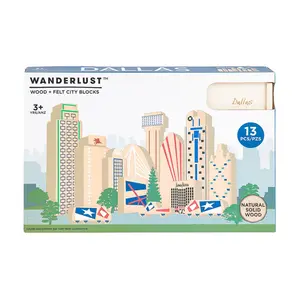 Wanderlust Dallas Natural Wooden Block Play Set - Eco-Friendly City Blocks