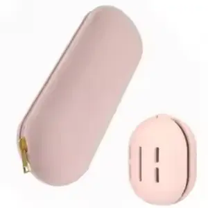 Travel Makeup Brush Holder, Makeup Brush Storage, Makeup Organizer Pouch, Silicone Makeup Brush Organizer with Upgrade Anti-Fall Out Zipper Closure, Makeup Brush Bag for Daily, Pink