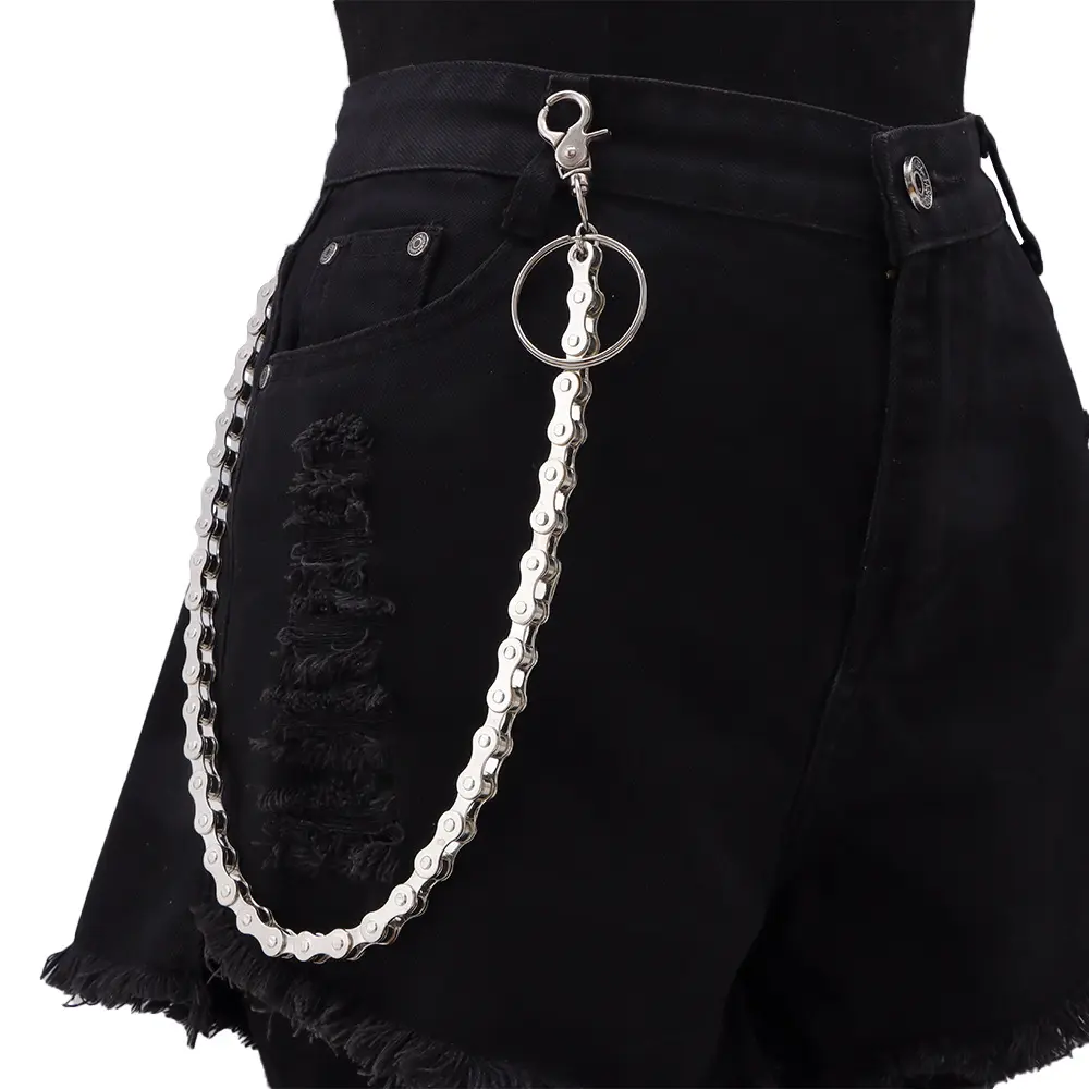 Punk Style Waist Chain for Men, 24.80-inch Alloy Bicycle Chain with Star Pendant, Hip Hop Wallet Keychain for Rockers & Clubs, Waist Chains