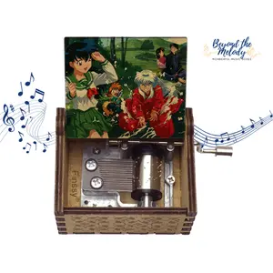Beyond The Melody "Inuyasha" Wooden Music Box Hand-Cranked Musical Keepsake for Kids & Travel Lovers Eco-Friendly & Compact Design
