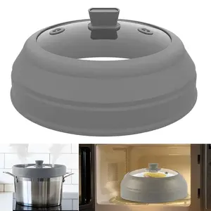 Microwave Splatter Cover Glass Microwave Cover for Food 10.5inch Foldable Microwave Plate Cover Silicone Splash Guard Food Cover