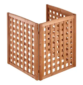 Wooden Privacy Fence - 32x38 inch AC Unit Cover, 3 Panel Outdoor Wood Screen, Adjustable Angle, Trash Can Hider for Garden, Patio Privacy Default
